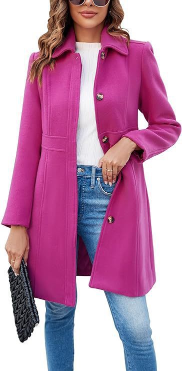 Damen klassischer Wollmantel mit modischem Schnitt und funktionalen Details Drune