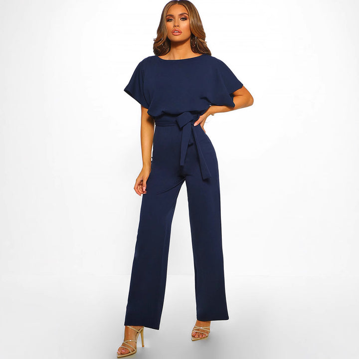 Damen eleganter weiter Beins Overall mit Bund Detail Drune