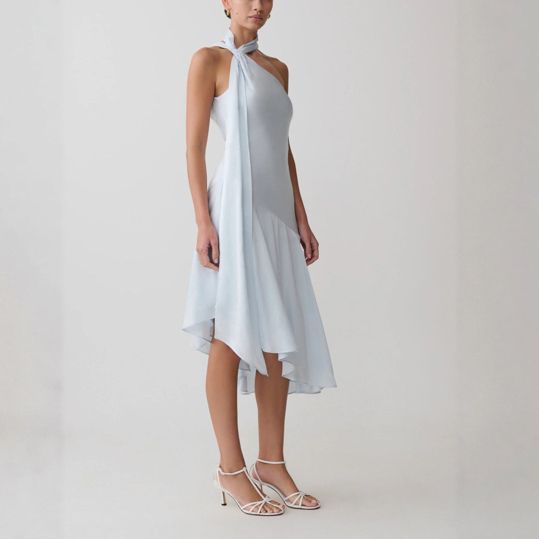 Damen asymmetrisches Schlussteil Kleid mit schmalem Träger Drune