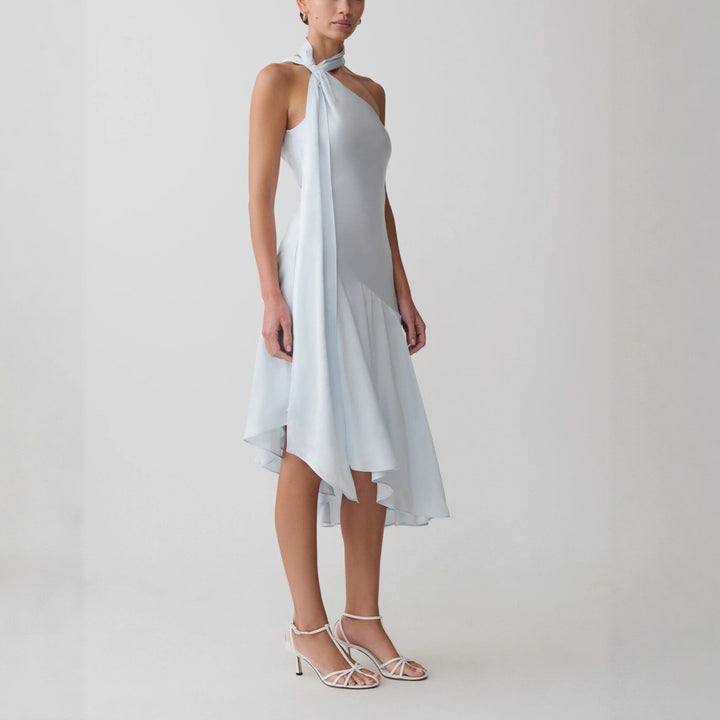 Damen asymmetrisches Schlussteil Kleid mit schmalem Träger Drune