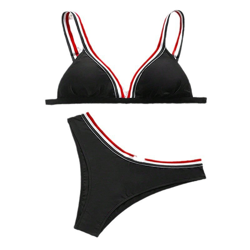 Damen Triangel-Bikini mit kontrastierenden Streifen Drune