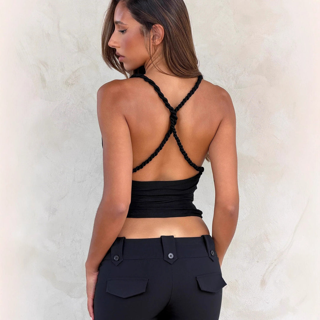 Damen Top mit kreativem Wickeldesign und raffinierter Raffung Drune