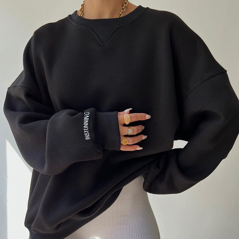 Damen lässiger Oversized Sweatshirt mit Raglanärmeln und besonderen Detailnähten Drune