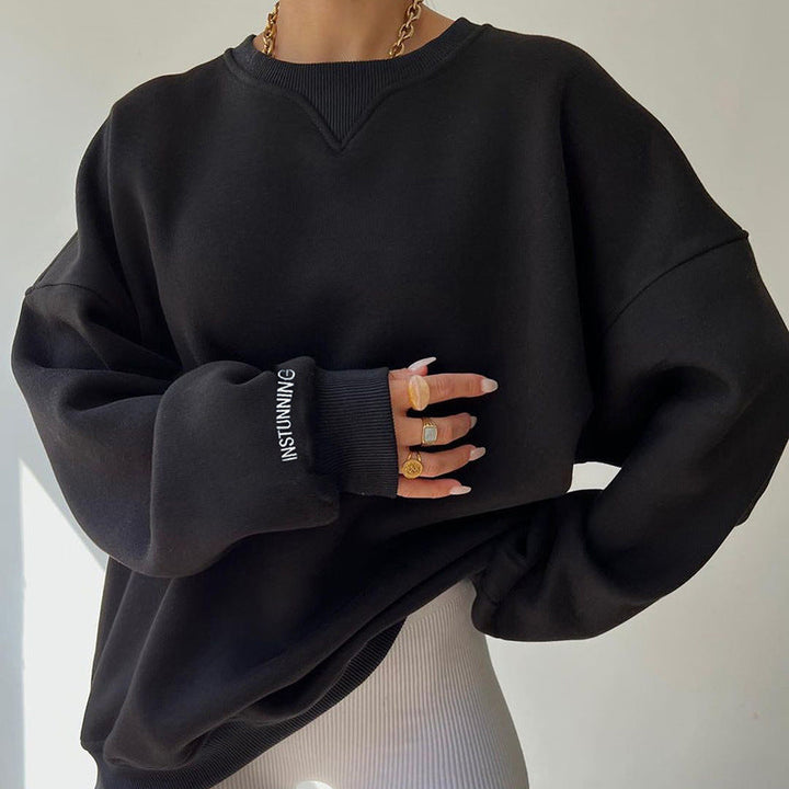 Damen lässiger Oversized Sweatshirt mit Raglanärmeln und besonderen Detailnähten Drune