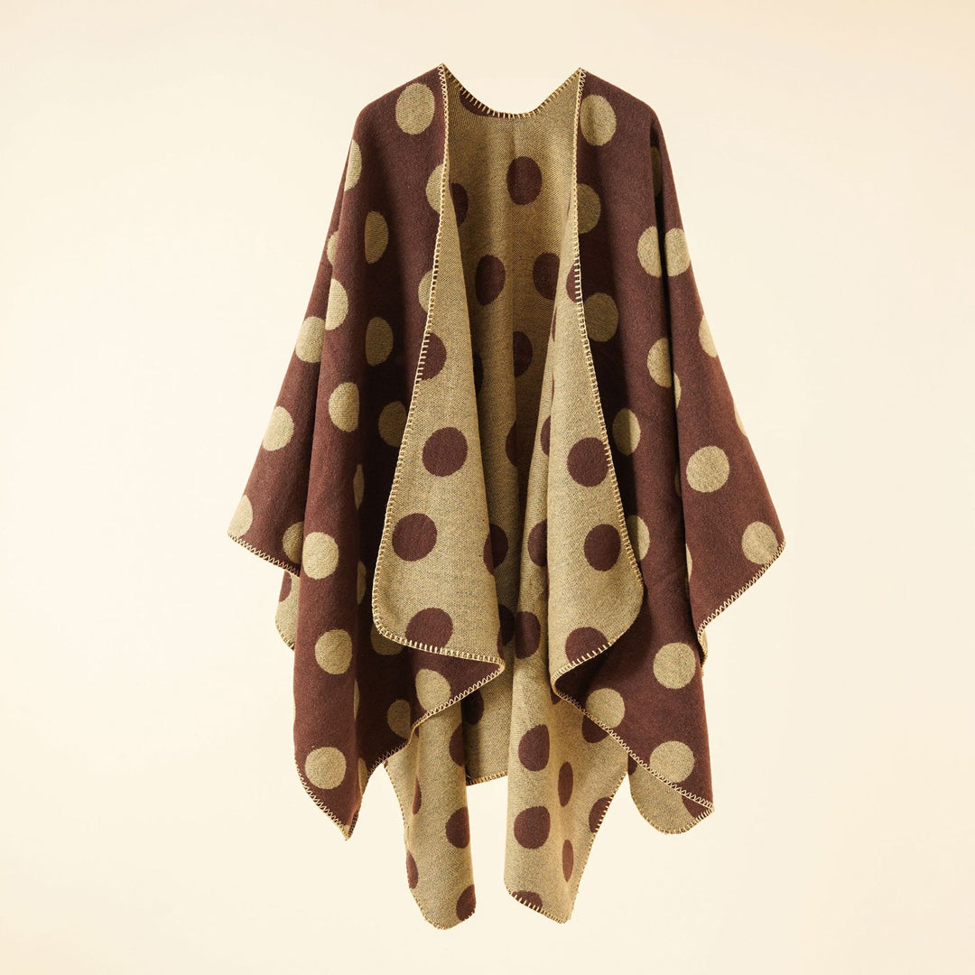 Damen Wendbarer Oversize-Capeponcho aus Jacquardstrick mit Zierstichkante Drune