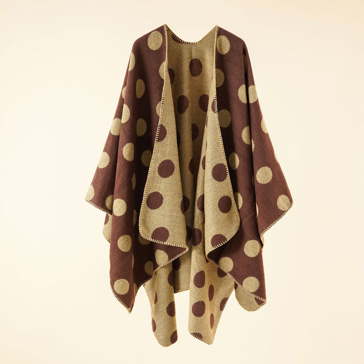 Damen Wendbarer Oversize-Capeponcho aus Jacquardstrick mit Zierstichkante Drune