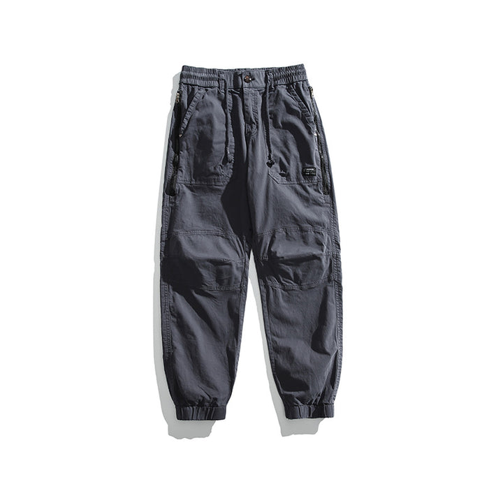 Herren Taktische Utility-Cargohose im Joggerstil mit verstärkten Kniepaneelen, Reißverschlusstaschen und elastischem Bund Drune