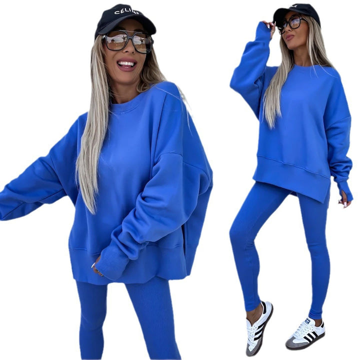 Damen Sportlicher Freizeitanzug mit oversized Sweatshirt und enganliegenden Leggings Drune
