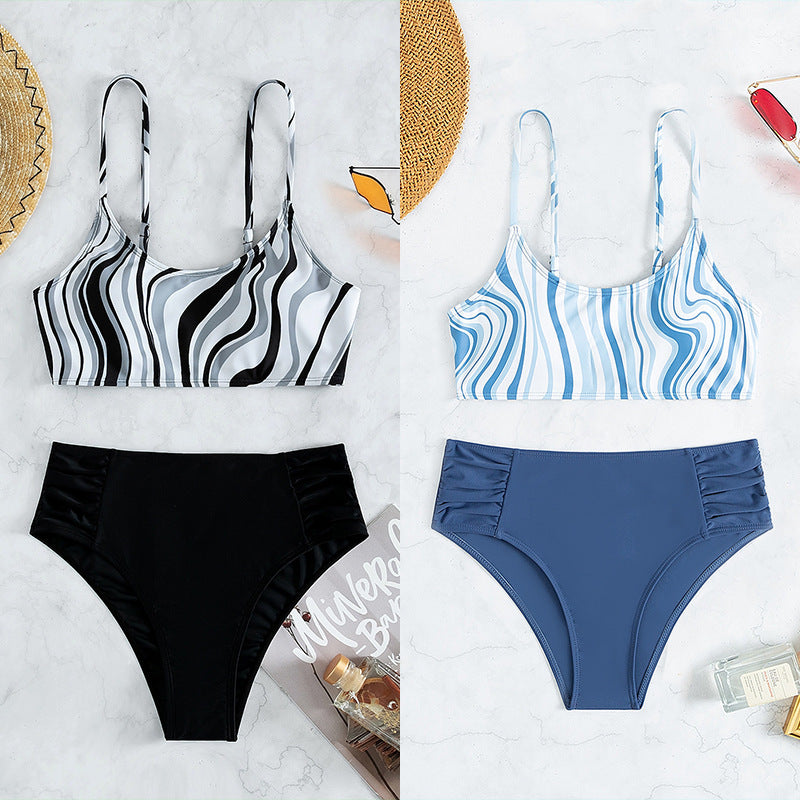 Damen Triangel-Bikini-Set mit modischem Wickeldetail und hochtailliertem Slip Drune