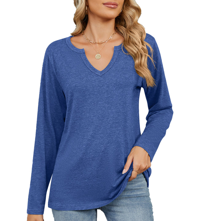 Damen Langarmshirt mit modischem V-Ausschnitt und lässiger Passform Drune