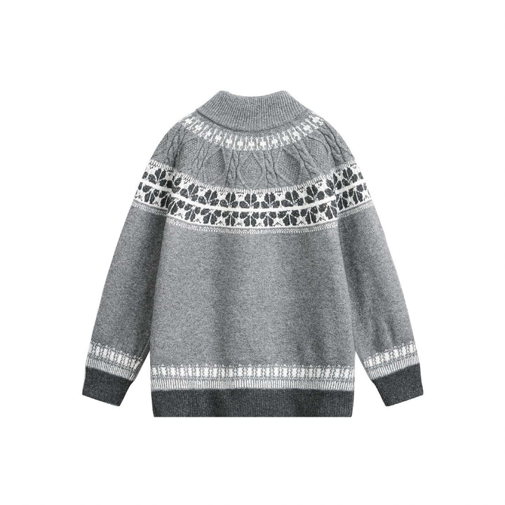 Damen Strick-Zipjacke im Norweger‑Muster mit hohem Stehkragen Drune