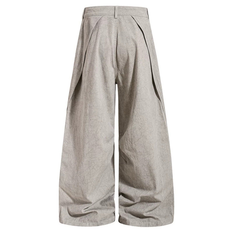 Damen Weite Drapierte Culotte-Cargohose mit hoher Taille und Zip-Taschen Drune