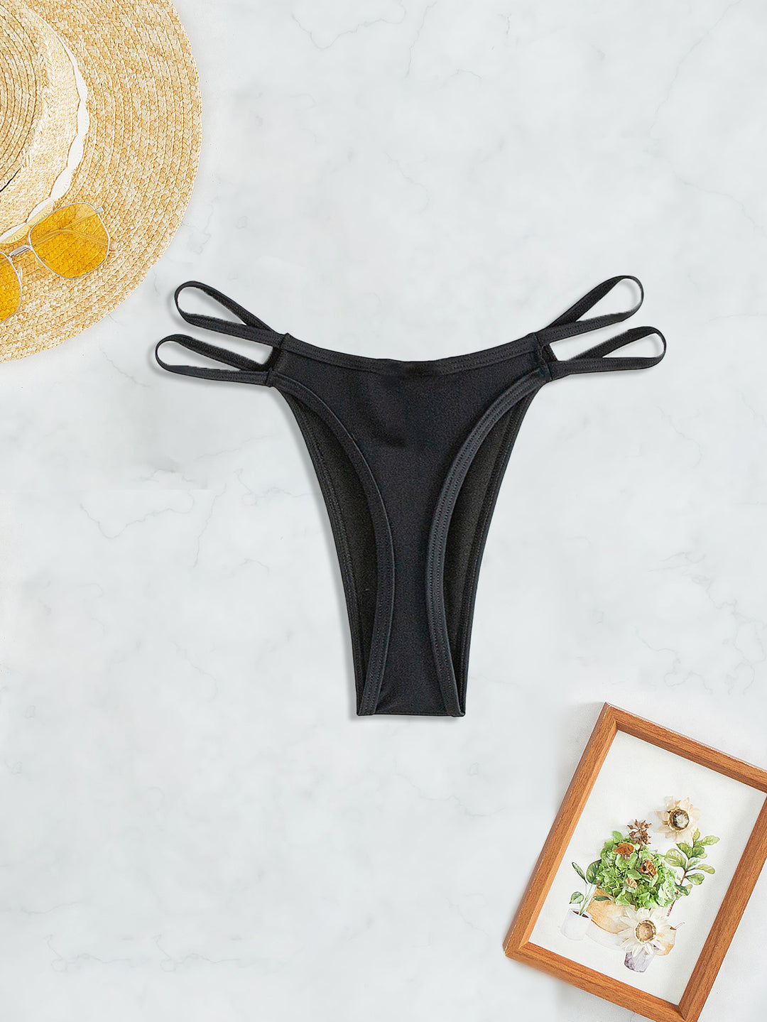 Damen Hochtaillierte Badeshorts mit Raffung Drune