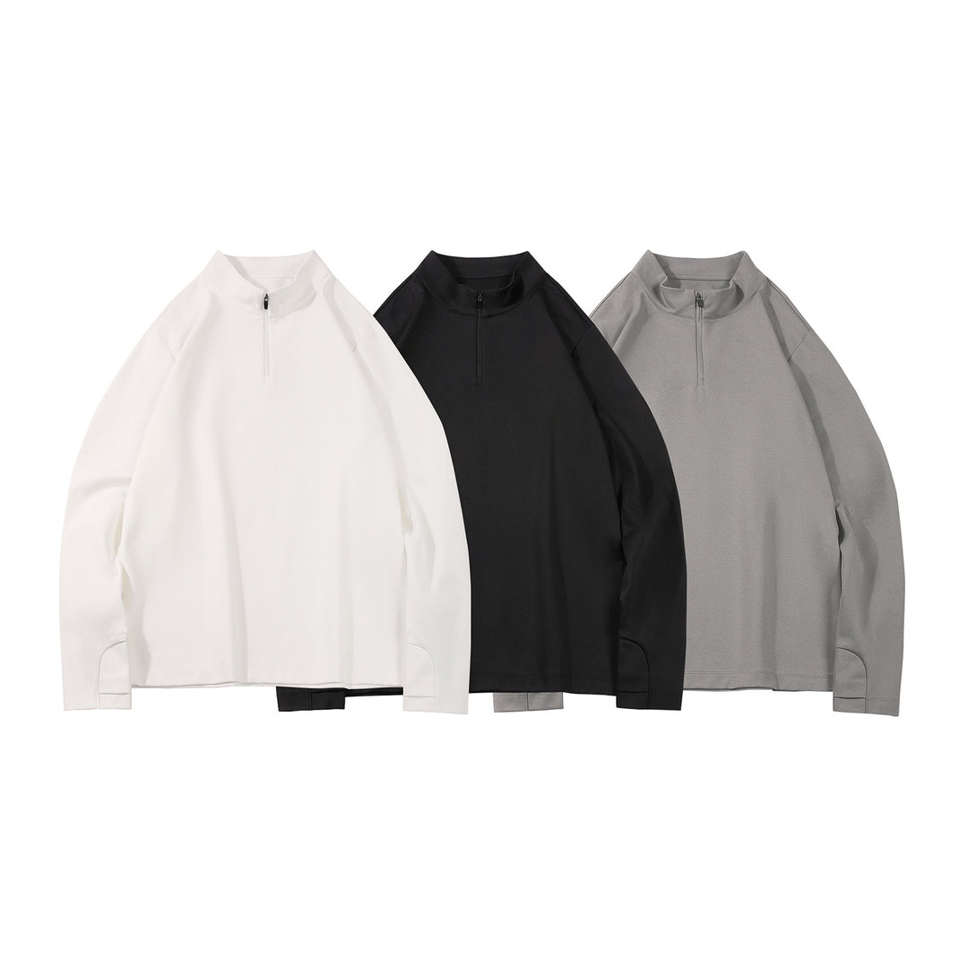 Herren Langärmeliges Halbzip-Sweatshirt mit Stehkragen und weitem Schnitt aus technischem Jersey Drune