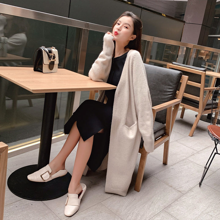 Damen Lässige Strickjacke mit tiefen Taschen und offenem Schnitt Drune