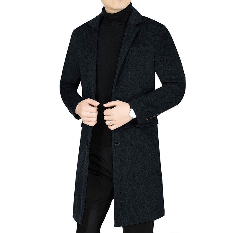 Herren Langer Wollmix-Mantel mit durchgehendem Kunstfell-Futter und schlanker Silhouette Drune