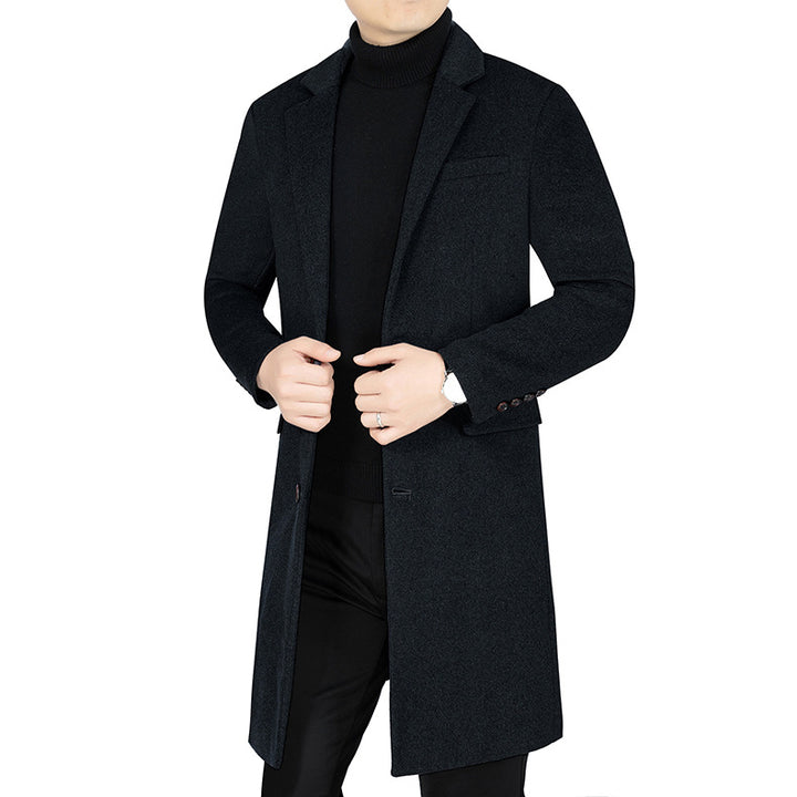 Herren Langer Wollmix-Mantel mit durchgehendem Kunstfell-Futter und schlanker Silhouette Drune