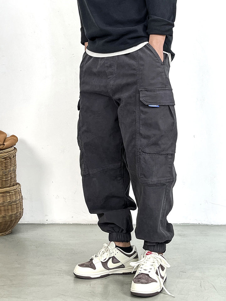 Herren Cargohose im Camouflage-Utility-Stil mit geradem Bein und robustem Canvas Drune