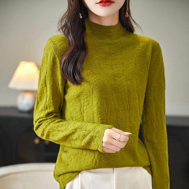 Damen Strukturiertes Feinstrick-Longsleeve mit Stehkragen und kastiger Silhouette Drune