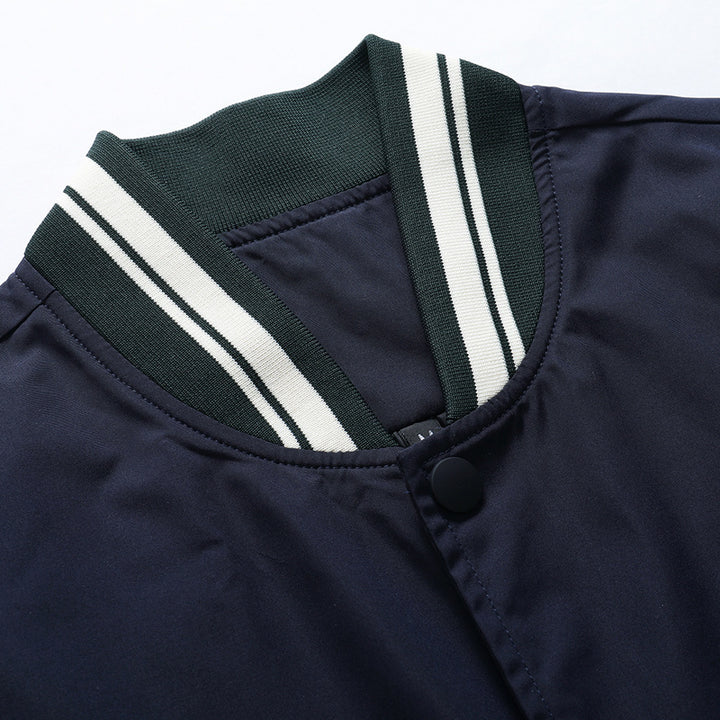 Herren Varsity-Bomberjacke im Retro-College-Stil mit kontrastärmeln und gestreiften Rippbündchen Drune