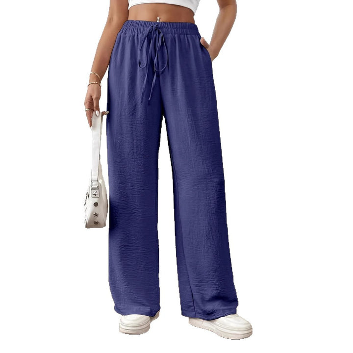 Damen weite Palazzo-Hose mit elastischem Bund und taillierbarem Kordelzug Drune