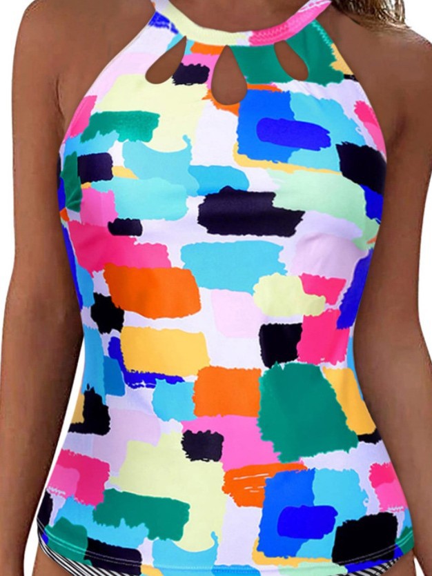 Damen Sportliches Tankini-Oberteil mit modischem Rundhalsausschnitt und Cut-Outs Drune