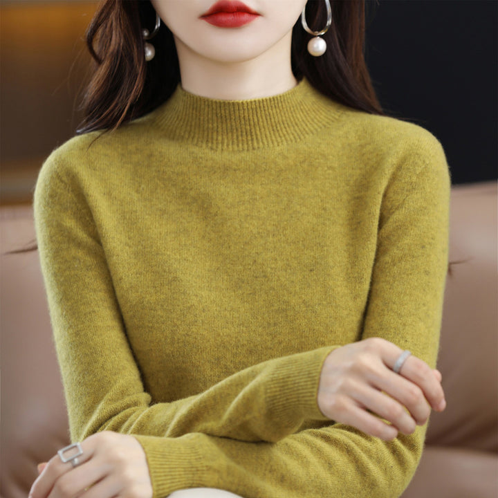Damen Schlanker Feinstrick-Mockneckpullover mit extrafeinem Flauschfinish und verlängerten Bündchen Drune