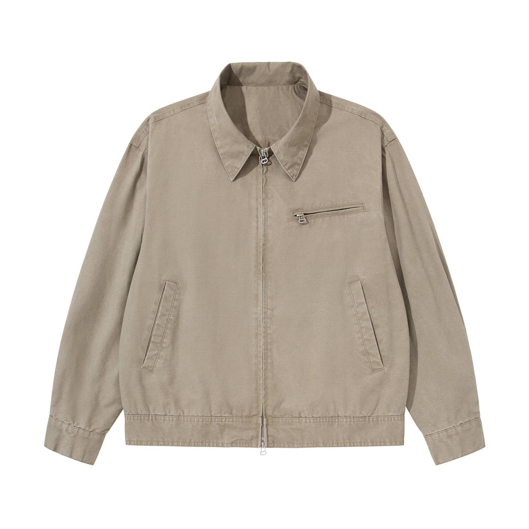 Herren Kurzblouson im Vintage‑Washed Canvas mit Zwei‑Wege‑Reißverschluss Drune