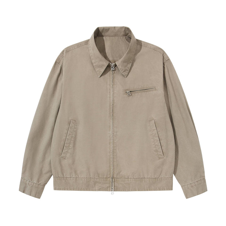 Herren Kurzblouson im Vintage‑Washed Canvas mit Zwei‑Wege‑Reißverschluss Drune