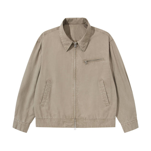 Herren Kurzblouson im Vintage‑Washed Canvas mit Zwei‑Wege‑Reißverschluss Drune