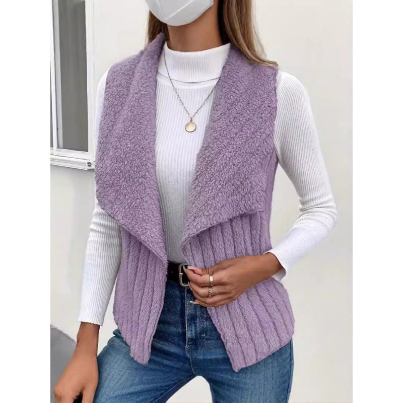 Damen Kuschelige Fleece-Weste mit asymmetrischem Kragen und lässigem Schnitt Drune