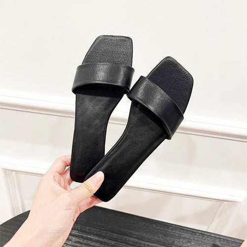 Damen Modische Slides mit breiter Riemenfront Drune