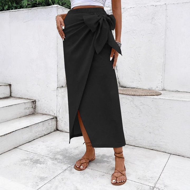 Damen Eleganter Wickelrock mit Schleifendetail Drune