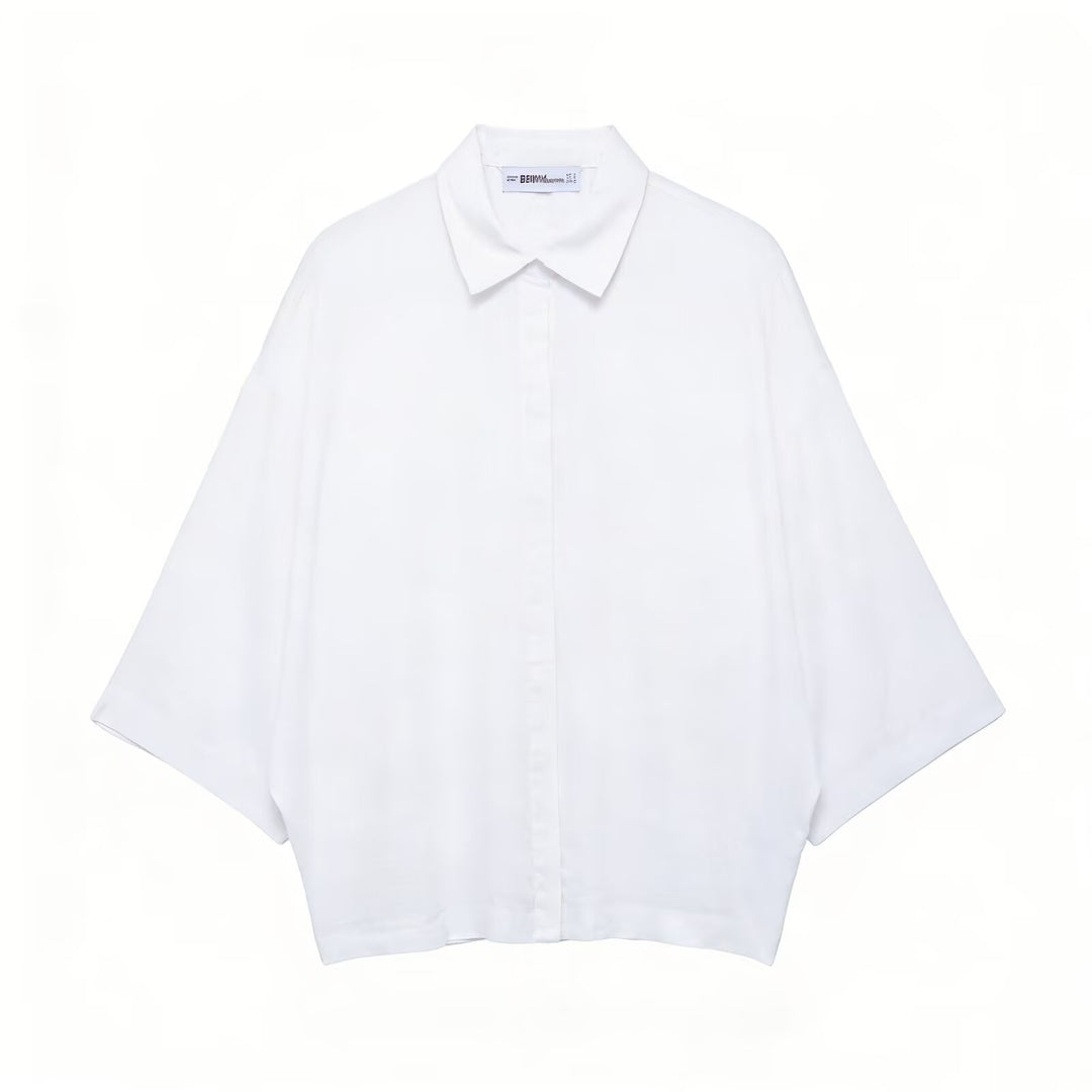Damen Oversized-Bluse mit modernem Schnitt und praktischen Knopfdetails Drune