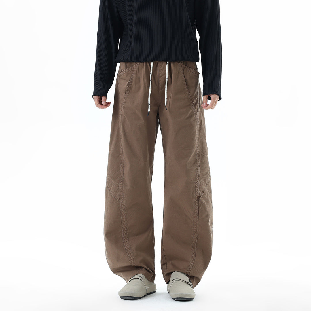 Herren Weite Freizeit-Hose mit elastischem Tunnelzugbund, diagonalem Eingriffstaschen‑Design und Knie‑Paneelen Drune