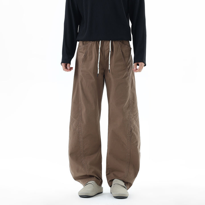 Herren Weite Freizeit-Hose mit elastischem Tunnelzugbund, diagonalem Eingriffstaschen‑Design und Knie‑Paneelen Drune