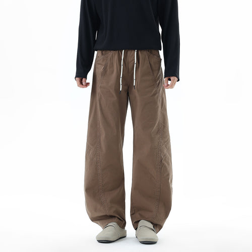 Herren Weite Freizeit-Hose mit elastischem Tunnelzugbund, diagonalem Eingriffstaschen‑Design und Knie‑Paneelen Drune