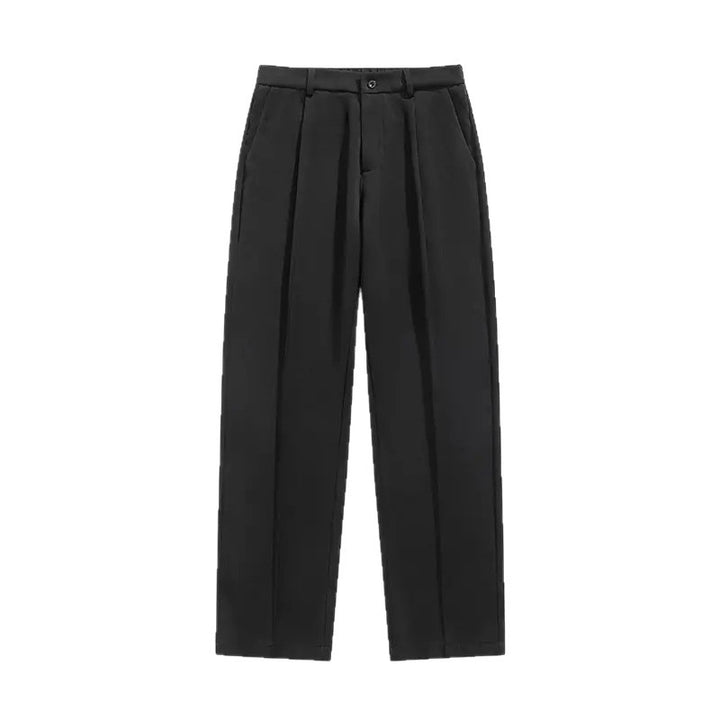 Herren nan weite Bundfalte Stoffhose mit hoher Taille, gerade Beinform und dezenten Seitentaschen Drune