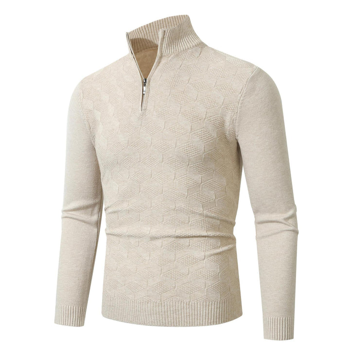 Herren modischer Strickpullover mit halbem Reißverschluss und strukturiertem Design Drune