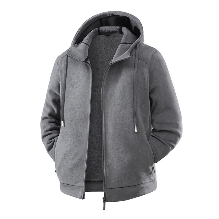 Herren Fleece-Softshell Hybridkapuzenjacke mit Teddy-Innenfutter & verstellbarer Kapuze Drune