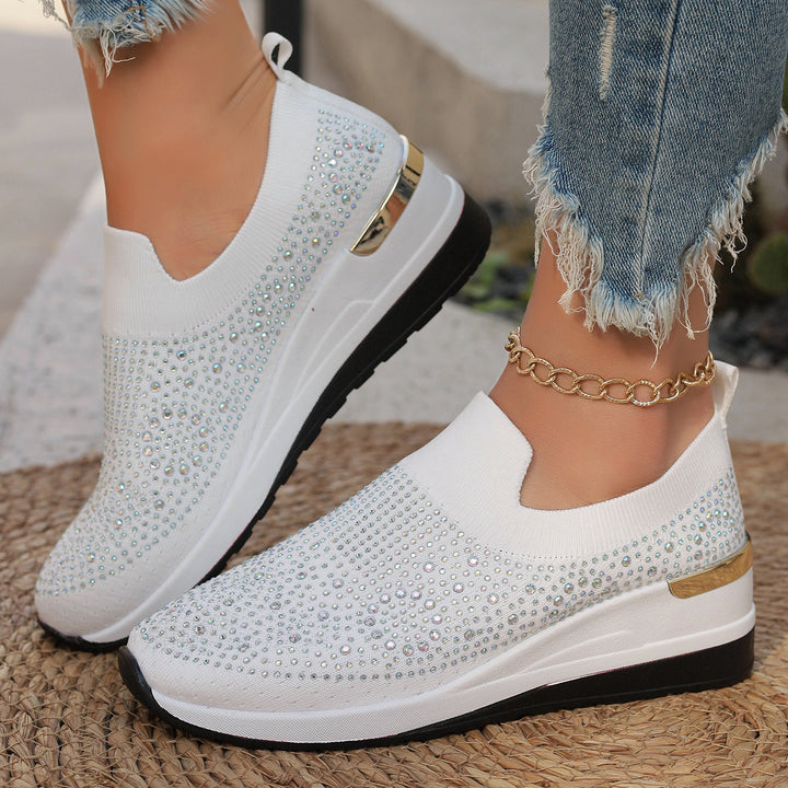 Damen Glitzernde Slip-On Sneakers mit ergonomischer Dämpfung und schockabsorbierender Sohle Drune
