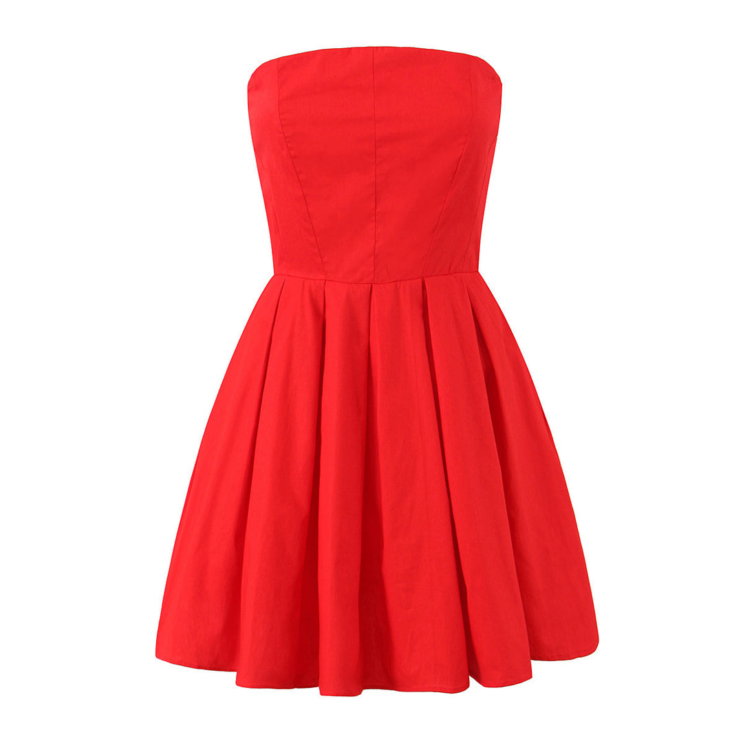 Damen Baumwoll-Wickelkleid mit schulterfreiem Design Drune