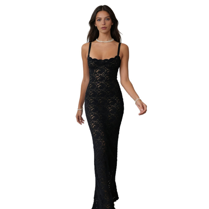 Damen Elegantes Spitzenkleid mit skulpturalem Oberteil und raffinierten Seitenschlitzen Drune