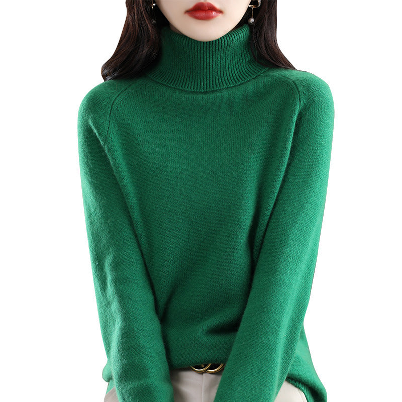 Damen Weicher Hochkragen-Pullover aus flauschigem Wollmix mit Raglanärmeln Drune