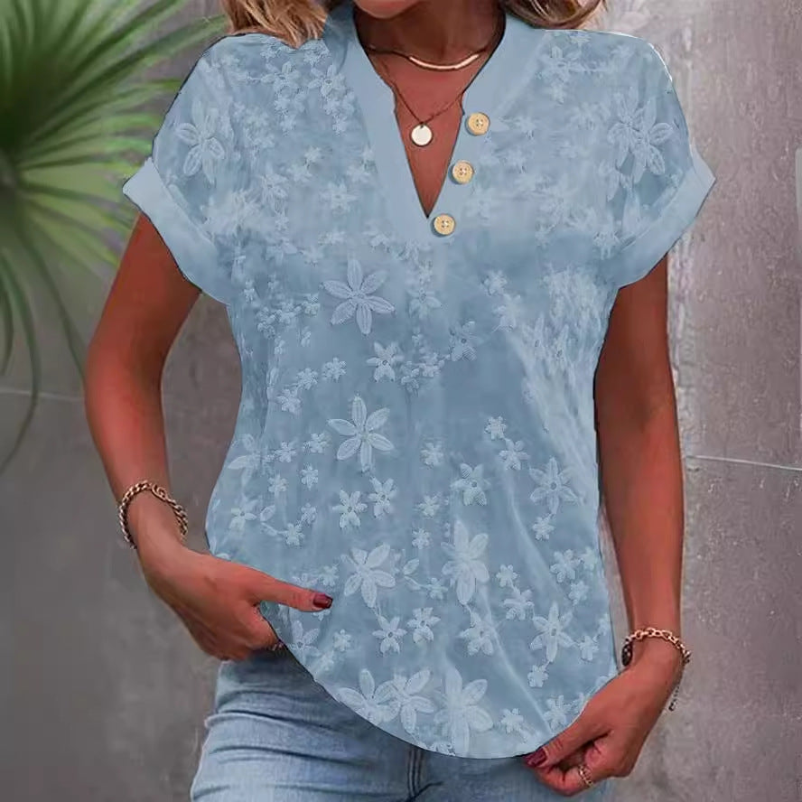 Damen Bluse mit femininem Blumenstick-Muster Drune