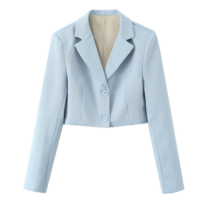 Damen nan taillierter Cropped-Kurzblazer mit Reverskragen und Zwei-Knopf-Front Drune