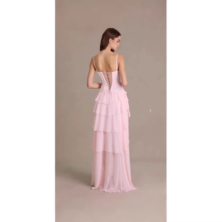 Damen verspieltes Cocktailkleid mit asymmetrischem Saum und Rüschendetails Drune