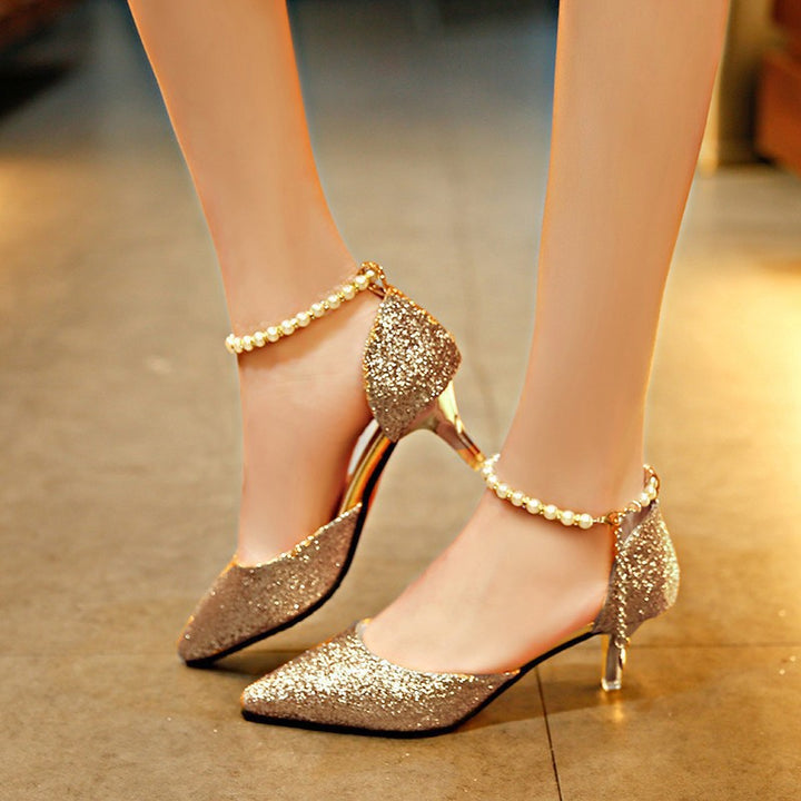 Damen Glitzernde High Heels mit eleganten Schmuckdetails Drune