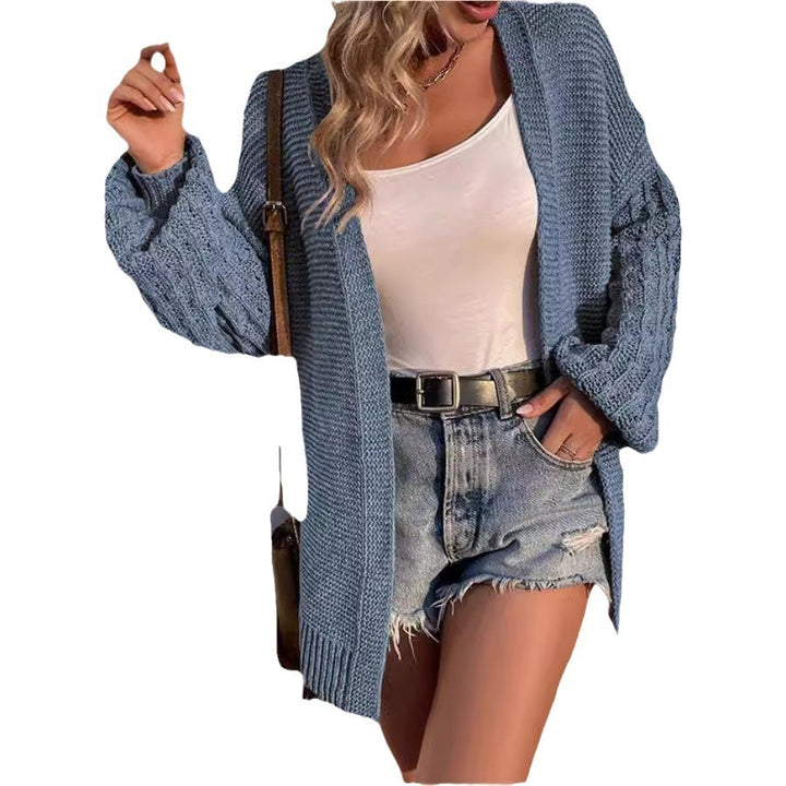 Damen modischer Strickcardigan mit voluminösen Ärmeln und offenem Schnitt Drune