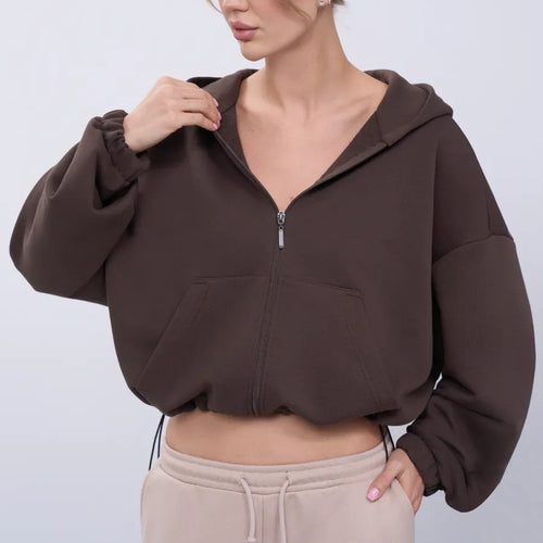 Damen Modischer cropped Zip-Hoodie Drune